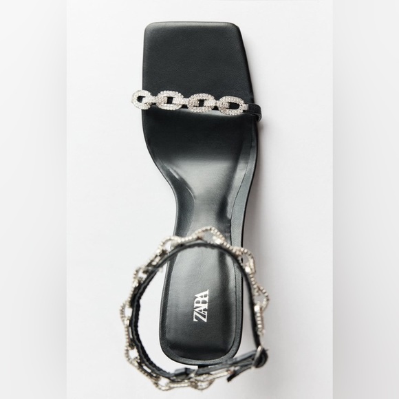 🆕(NWT) ZARA Rhinestone Chain Heels. Size US 11. ***SEE DESCRIPTION*** - Picture 2 of 10